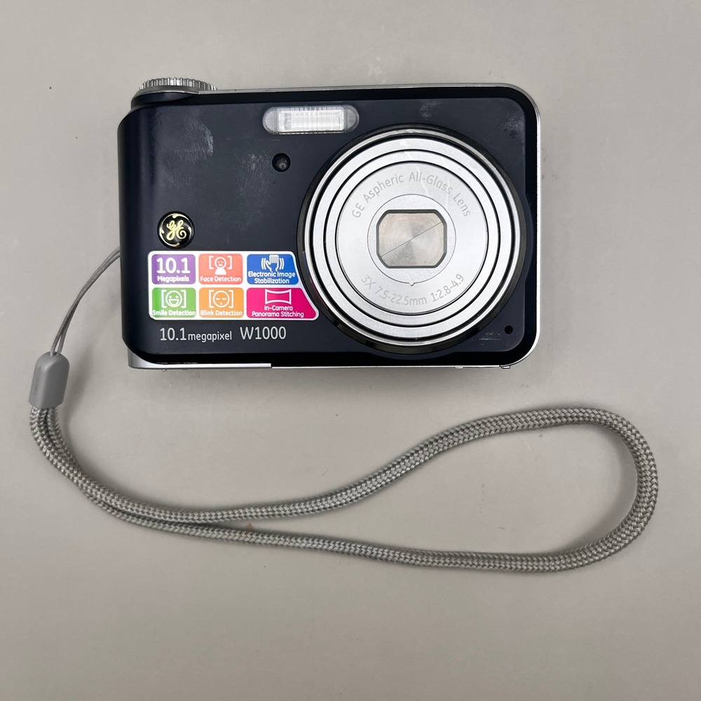 GE W1000 Digital Camera Black 10.1MP 3x Optical Zoom Compact‎ Point and Shoot